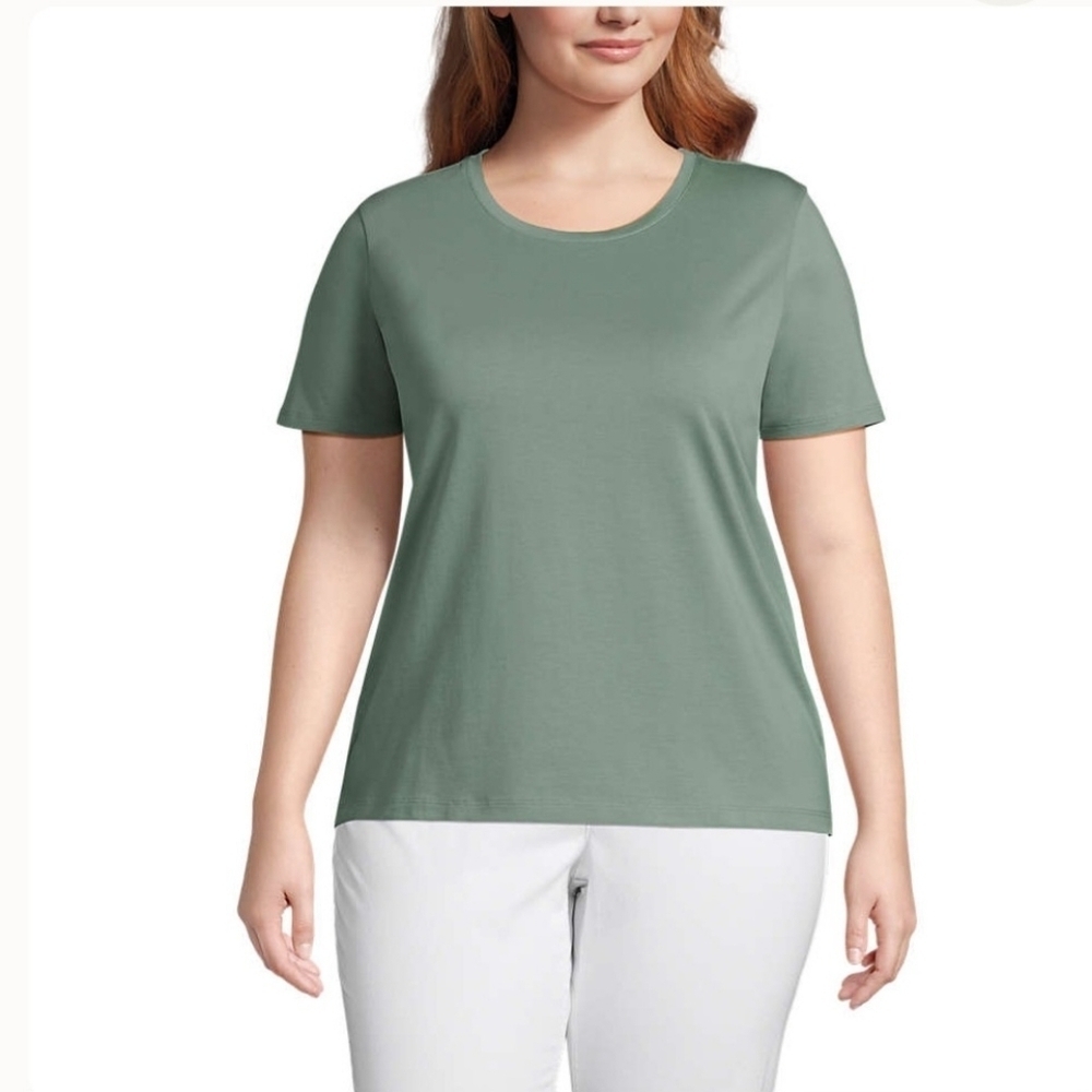 Lands' End Xl Suprima Cotton Top, Green. New In Package
